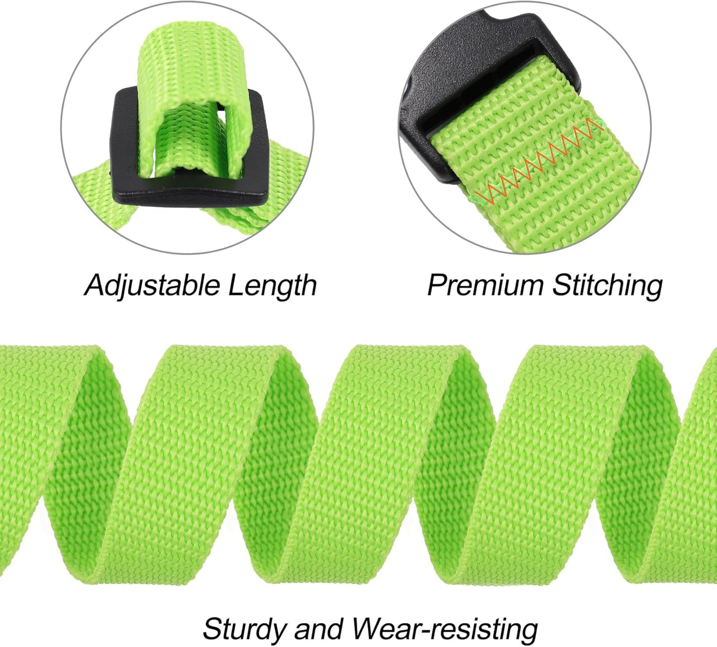 Buckle Straps with Clips, Adjustable Nylon Straps with Buckle, Packing Strap, Green 4 Pack (4‘x0.75“)