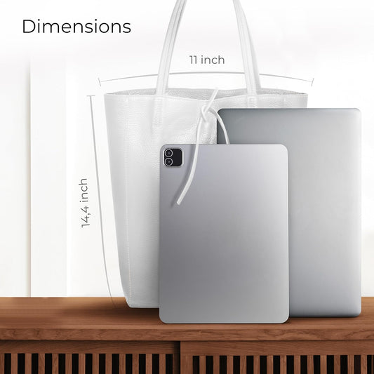 Italian Calf Leather Tote for Women with Zipper, Inner Pocket & Flat Base | Soft Unlined Shopper for Work & Travel