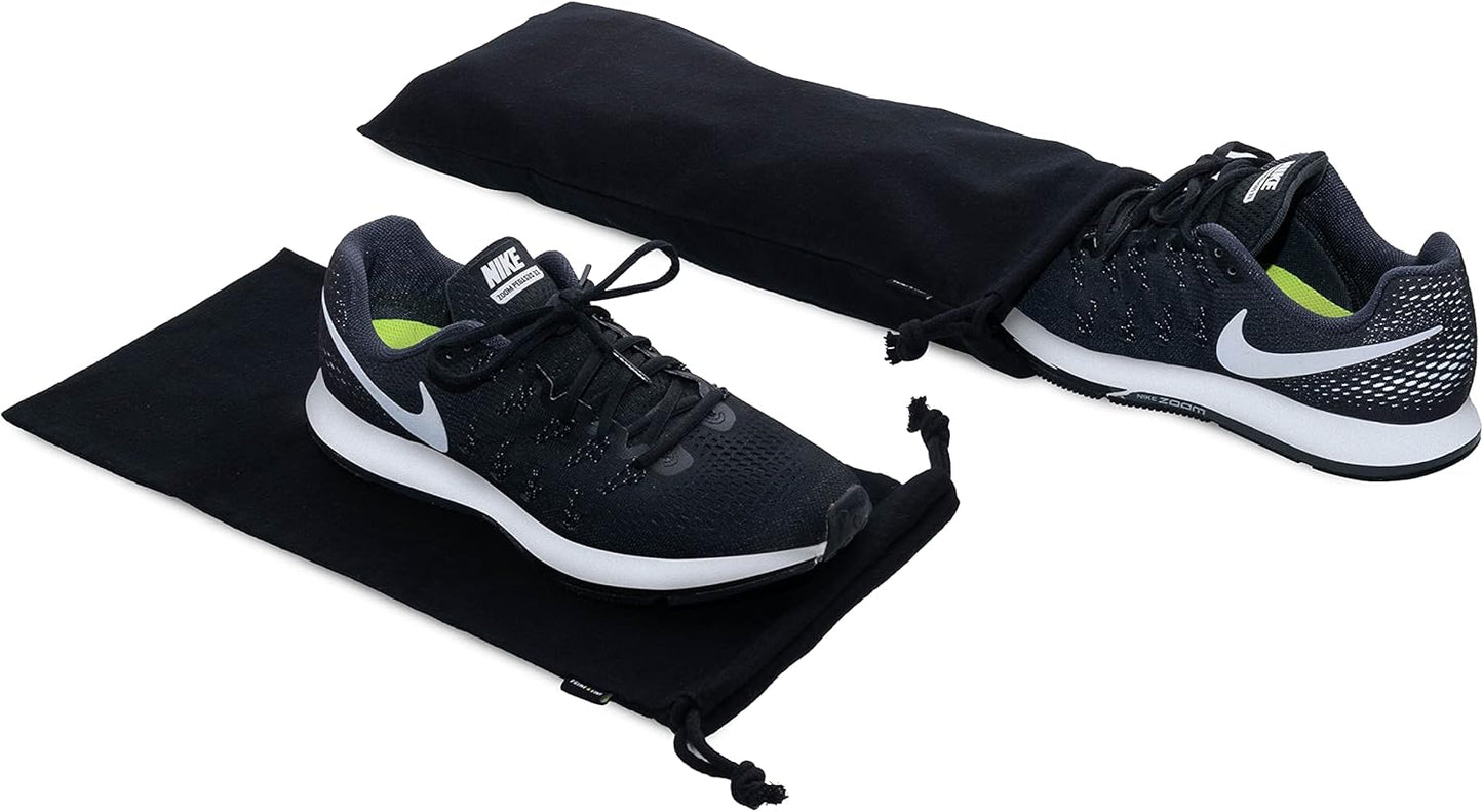 ZENPAC Shoe Dust Bags, Black Duster Flannel Pouch with Drawstring Closure, Washable Breathable Cotton Fabric for Boots, Travel, Luggage, 8x17, 4 Pack