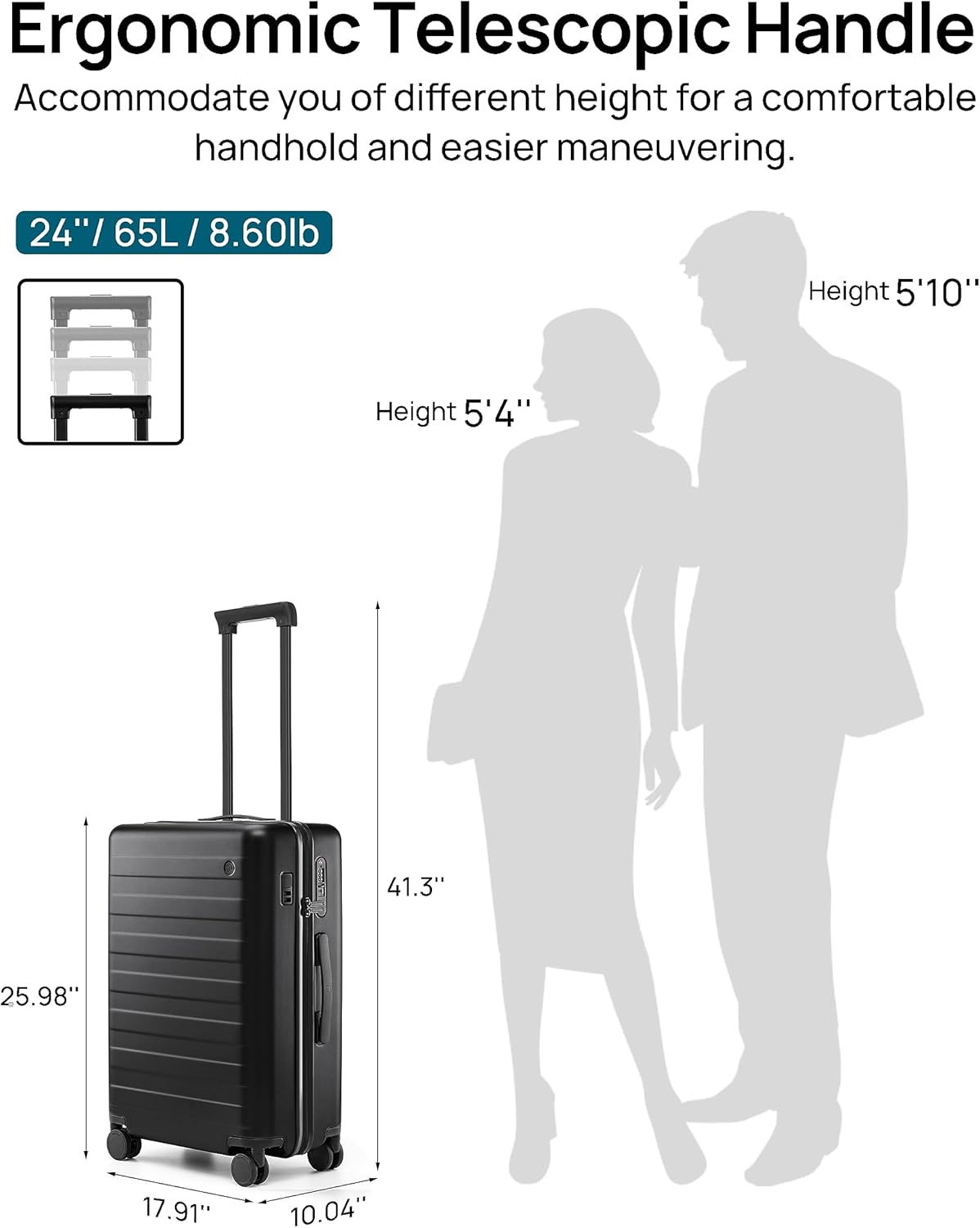 Carry on Luggage 22 X 14 X 9 Airline Approved, 20 Inch Luggage for 3-5 Days Travel, Double Spinner Wheels, 100% Hardshell PC, TSA Lock (11-Pirate Black (USB Port), Checked 24-Inch)