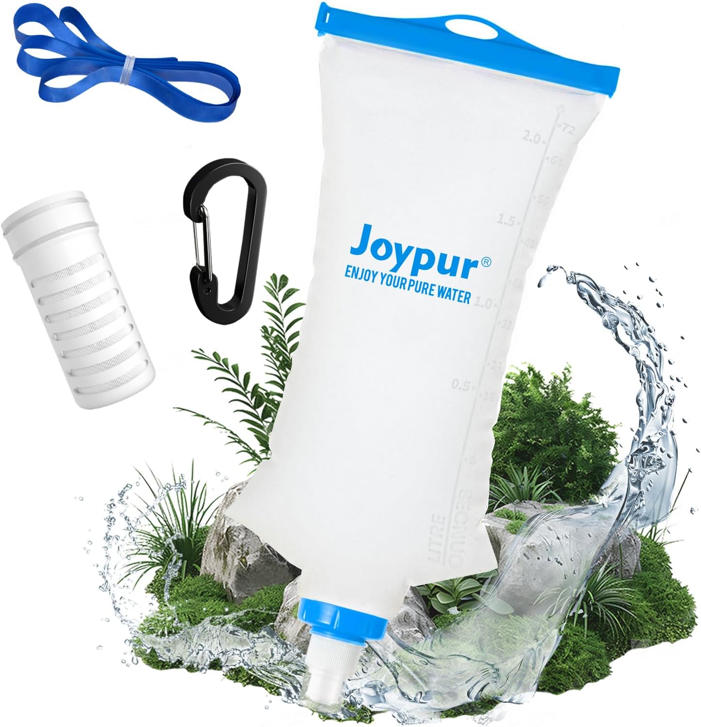 Gravity Water Filter Camping, Survival Water Filtration System, Portable Water Purifier for Travel, Backpacking and Emergency Preparedness, with Ultrafiltration Membrane (0.01 Micron)