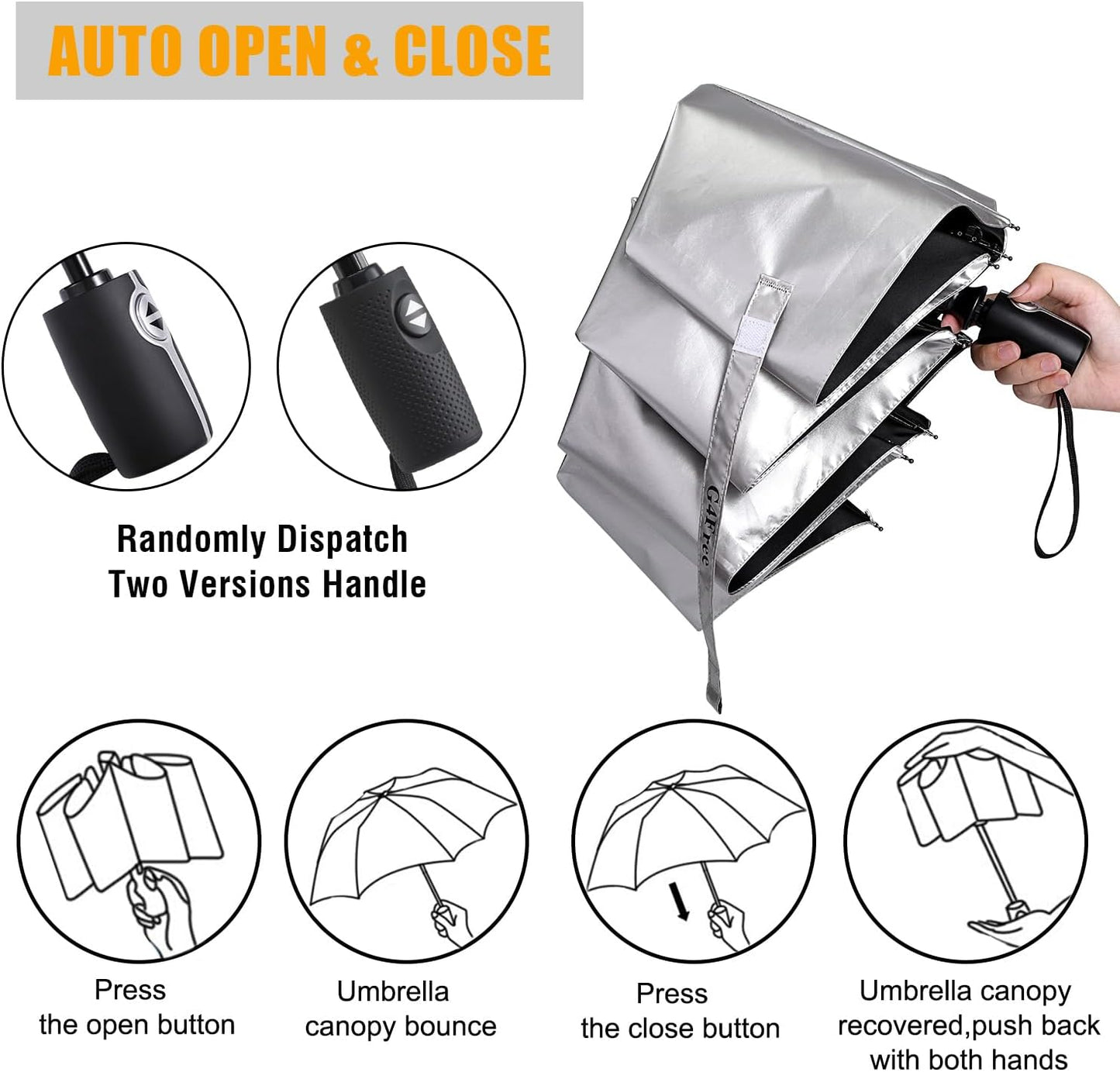 G4Free UPF 50+ UV Protection Large Travel Umbrella 42/46 Inch Auto Open Close Windproof Sun Blocking Umbrella