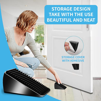 2Pc Strongest Large Door Stop - Heavy Duty Tall Wedge Stoppers for Bottom, up to 2.6In Doorstop, Zinc Alloy and Silicone Made, Suits Any Heavy Door and Smooth Floor
