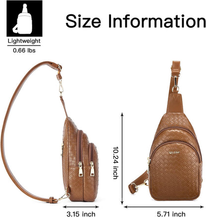 Telena Small Sling Bag for Women Leather Crossbody Fanny Packs Chest Bag for Women