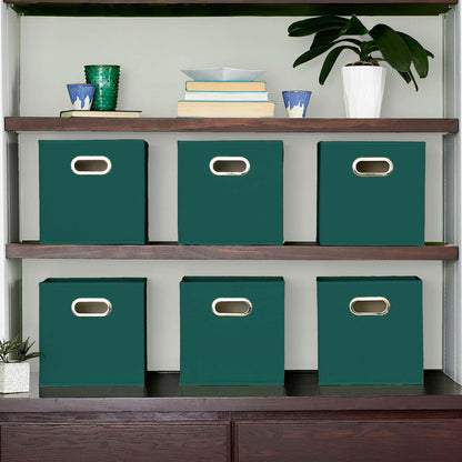 Household Essentials 6 ct Open Fabric Cube Storage Bins, Forest Green