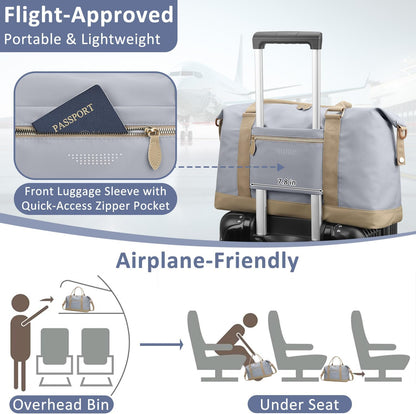 Travel Duffle Bag for Women, Weekender Bags,Hospital Bag for Labor Delivery,Lightweight Tote Duffel Overnight Bag with Luggage Sleeve,Airplane Travel Bags with Toiletry Bag,Large,Light Blue