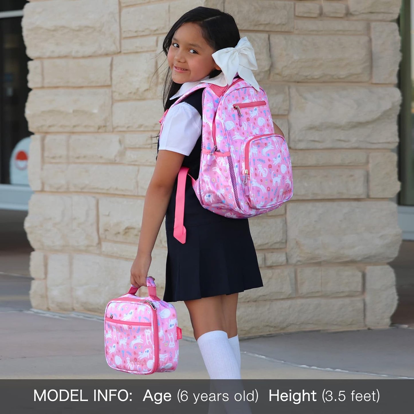 mibasies Girls Backpack 5-8: Lightweight Kids Backpacks for Girls - Girl Bookbag for Elementary School - Flower Cat