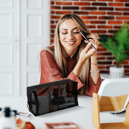 20 Pieces Mesh pouch, Mesh Makeup Bag Portable Makeup Pouch Travel Toiletry Bag for Makeup Organizer Home Office Travel Accessories, Mesh Cosmetic Bag with Zipper