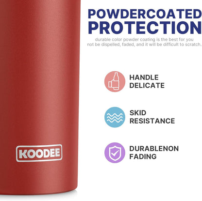 koodee Skinny Tumbler-20 oz Stainless Steel Iced Coffee Tumbler with Straw Vacuum Insulated Traver Coffee Mug with Lid (Canyon Red-Black)
