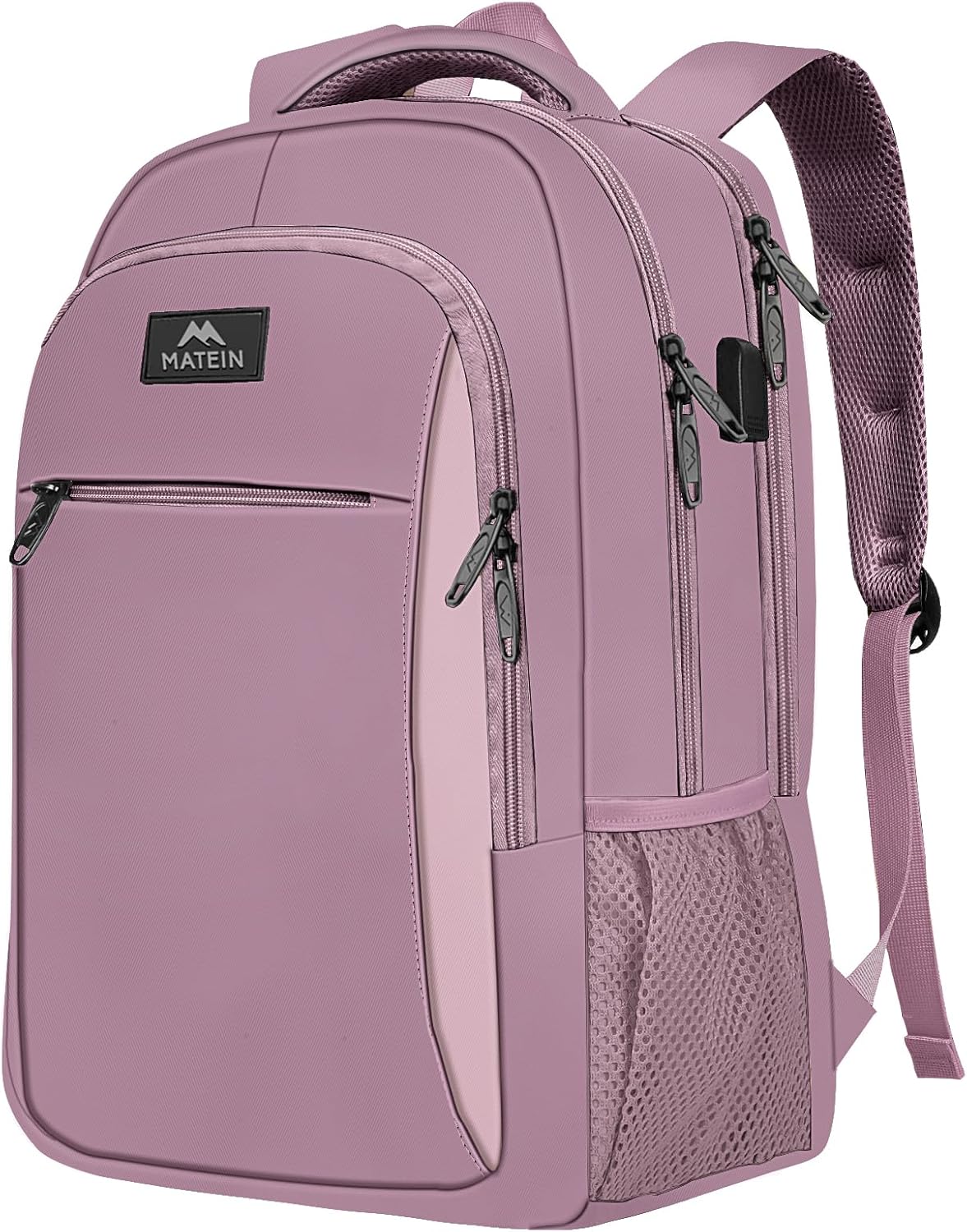 MATEIN Travel Laptop Backpack, Business Anti Theft Slim Sturdy Laptops Backpack with USB Charging Port, Water Resistant College Computer Bag Gift for Men & Women Teacher Fits 15.6 Inch Notebook