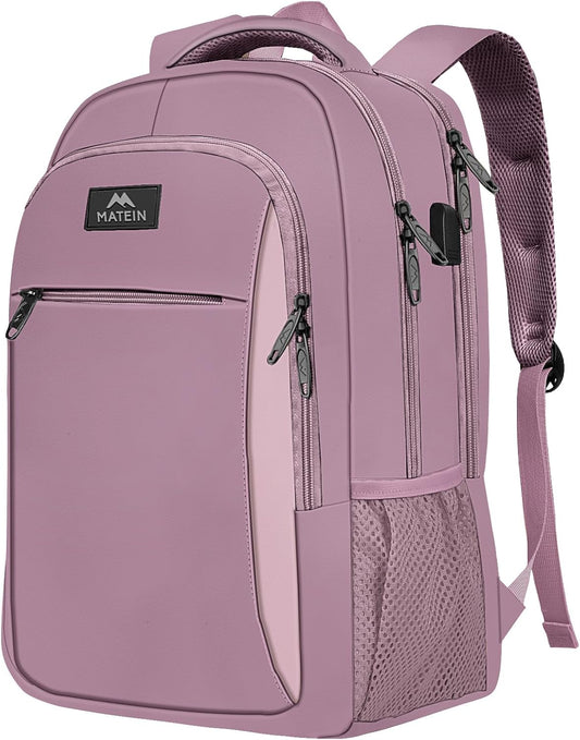 MATEIN Travel Laptop Backpack, Business Anti Theft Slim Sturdy Laptops Backpack with USB Charging Port, Water Resistant College Computer Bag Gift for Men & Women Teacher Fits 15.6 Inch Notebook