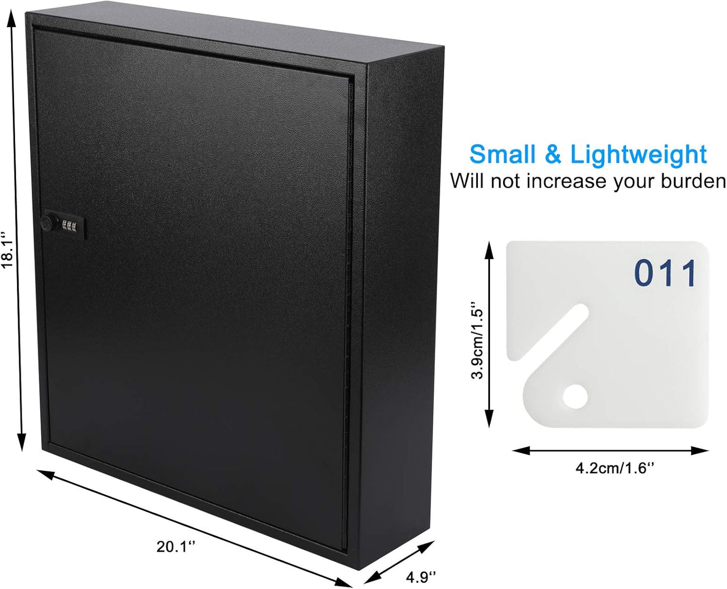 KYODOLED Key Cabinet Lock Box with Code, Wall Mount Key Storage Box with Combination Lock, Hooks & Labels, (Black, 200 Key)