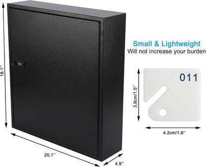 KYODOLED Key Cabinet Lock Box with Code, Wall Mount Key Storage Box with Combination Lock, Hooks & Labels, (Black, 200 Key)