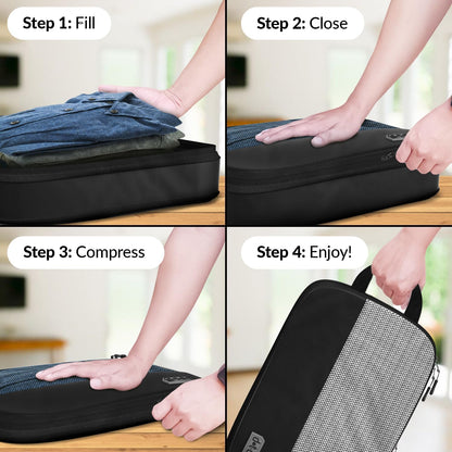 Dot&Dot 4pc Medium Compression Packing Cubes for Travel - Luggage Packing Organizers - Travel Packing Cubes for Suitcases