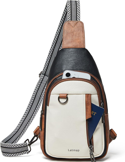 7L Sling Bag for Women Men Leather Small Sling Backpack Daypack Anti Theft Fanny Pack Crossbody Purse Travel