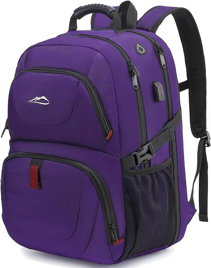 ProEtrade Travel Backpack, Extra Large Laptop Backpack School Business Anti Theft TSA Approved College Work Computer Bag Fits 17 Inch Laptop with USB Charging Port Bookbag for Women Men(Purple)