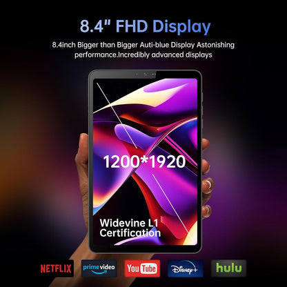 Android Tablet, 8.4 inch Android 14 Snapdragon 685 Processor, 12GB RAM 128GB ROM 1200*1920 IPS HD Touchscreen, 2.4G+5G Wi-Fi 6050mAh Battery Powerful Performance Tablet, 5MP+32MP Dual Cameras
