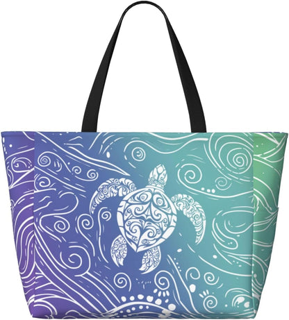 Beach Bag for Women Beach Tote Bag Waterproof Sandproof Large Bags with Zipper Big Capacity for Vacation Travel