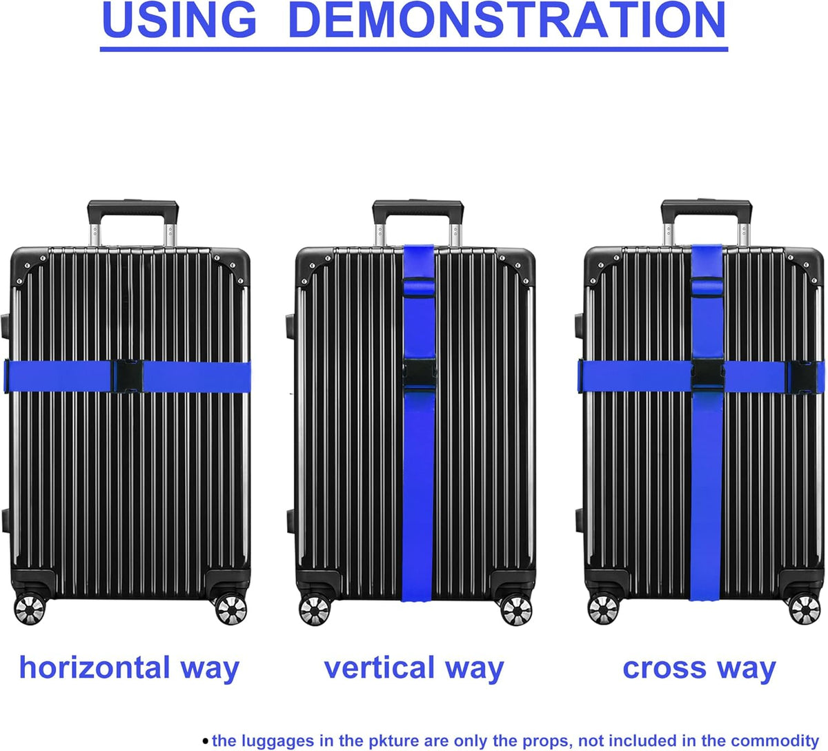Luggage Straps for Suitcases TSA Approved Travel Belt 8 Pack by Chelmon (Blue)