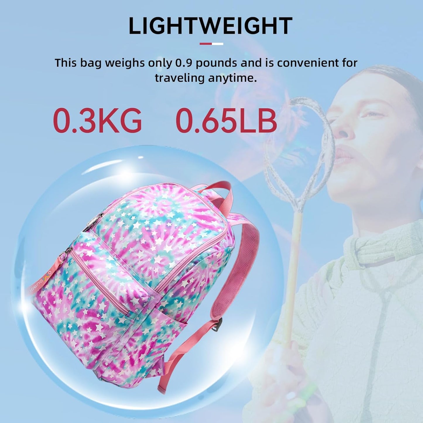 OMOUBOI 14 inch Travel Laptop Backpack for Women 20L Carry on Casual Daypacks Water Resistant Work Computer Laptop Bags College School Bookbag Multicolor Pink