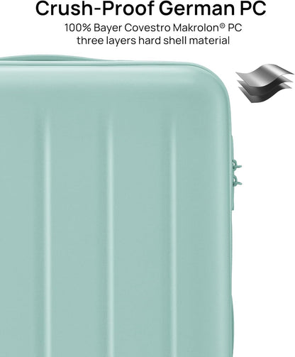 Trunk Luggage 22 Inch, Small Checked Luggage with Double Spinner Wheels, Dry Wet Separate Design, PC Hard Case Suitcase, Lightweight Travel Luggage, TSA Approved (Mint Green, Danube)