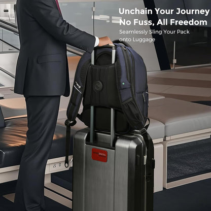 Swissdigital Design TSA Business Laptop Backpack For Men,Travel Backpack With USB Charging Port,College Tech Backpacks With RFID Pockets Presents For Men Fits 15.6 Inch Computer Blue | TERABYTE