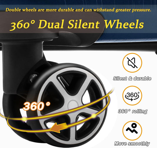 Merax 24 Inch Expandable Checked Luggage, Hardshell ABS Medium Suitcase with Spinner Wheels, TSA Lock, Lightweight Durable Travel Suitcase for Men Women(Blue)