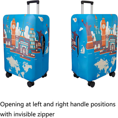 WUJIAONIAO Travel Luggage Cover Baggage Suitcase Cover Protector Skins 18-32 Inch (Eiffel Tower, L (for 25-28 inch luggage))