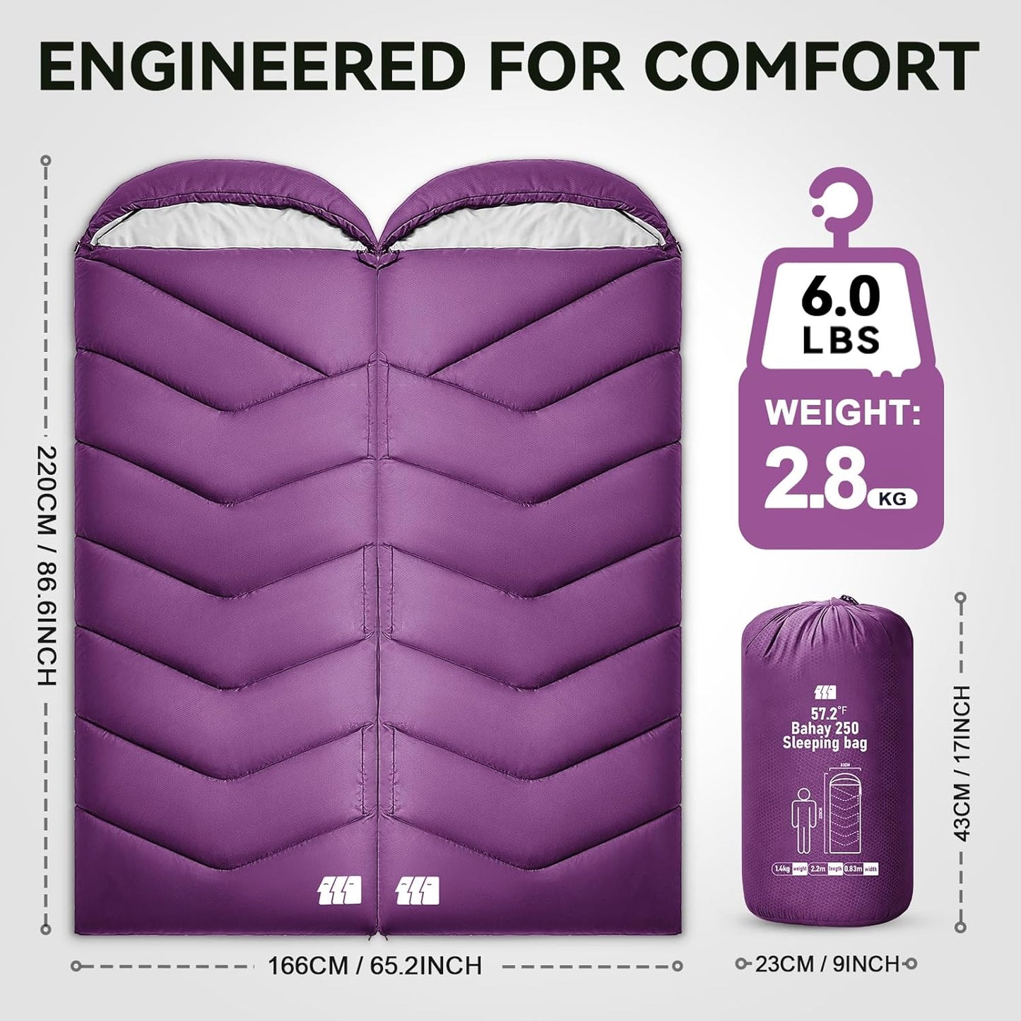 Sleeping Bags for Adults Cold Weather,Portable, Waterproof,Lightweight Camping Sleeping Bag for Tall Girls Boys with Compression Sack for Warm Camping, Hiking, Outdoor & Indoor