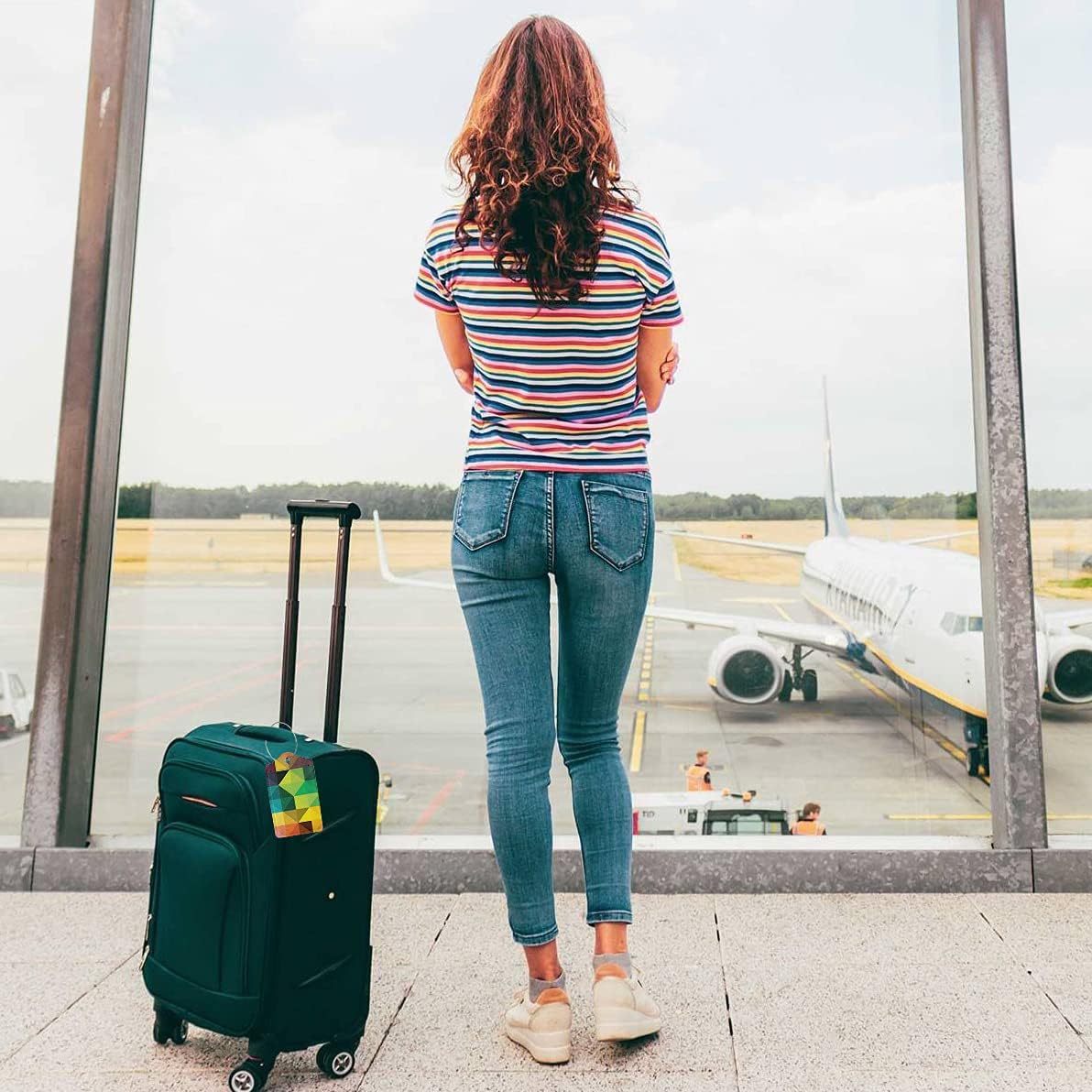 2 Pack Luggage Tag for Suitcase, Cute Unique Leather Suitcase Tags Identifiers with Privacy Name Address Labels & Durable Steel Loop for Women Men Travel