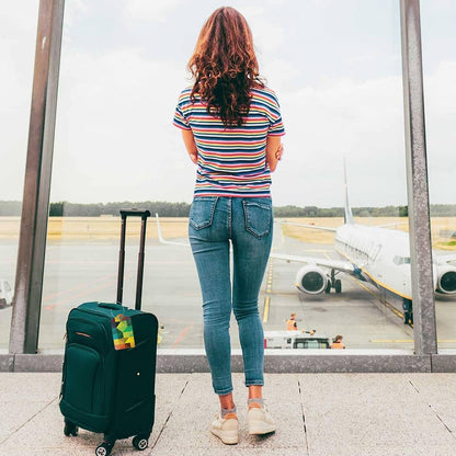 2 Pack Luggage Tag for Suitcase, Cute Unique Leather Suitcase Tags Identifiers with Privacy Name Address Labels & Durable Steel Loop for Women Men Travel