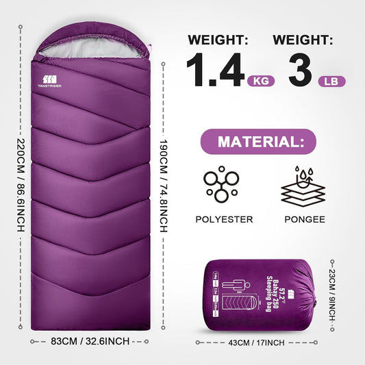 Sleeping Bags for Adults Cold Weather,Portable, Waterproof,Lightweight Camping Sleeping Bag for Tall Girls Boys with Compression Sack for Warm Camping, Hiking, Outdoor & Indoor