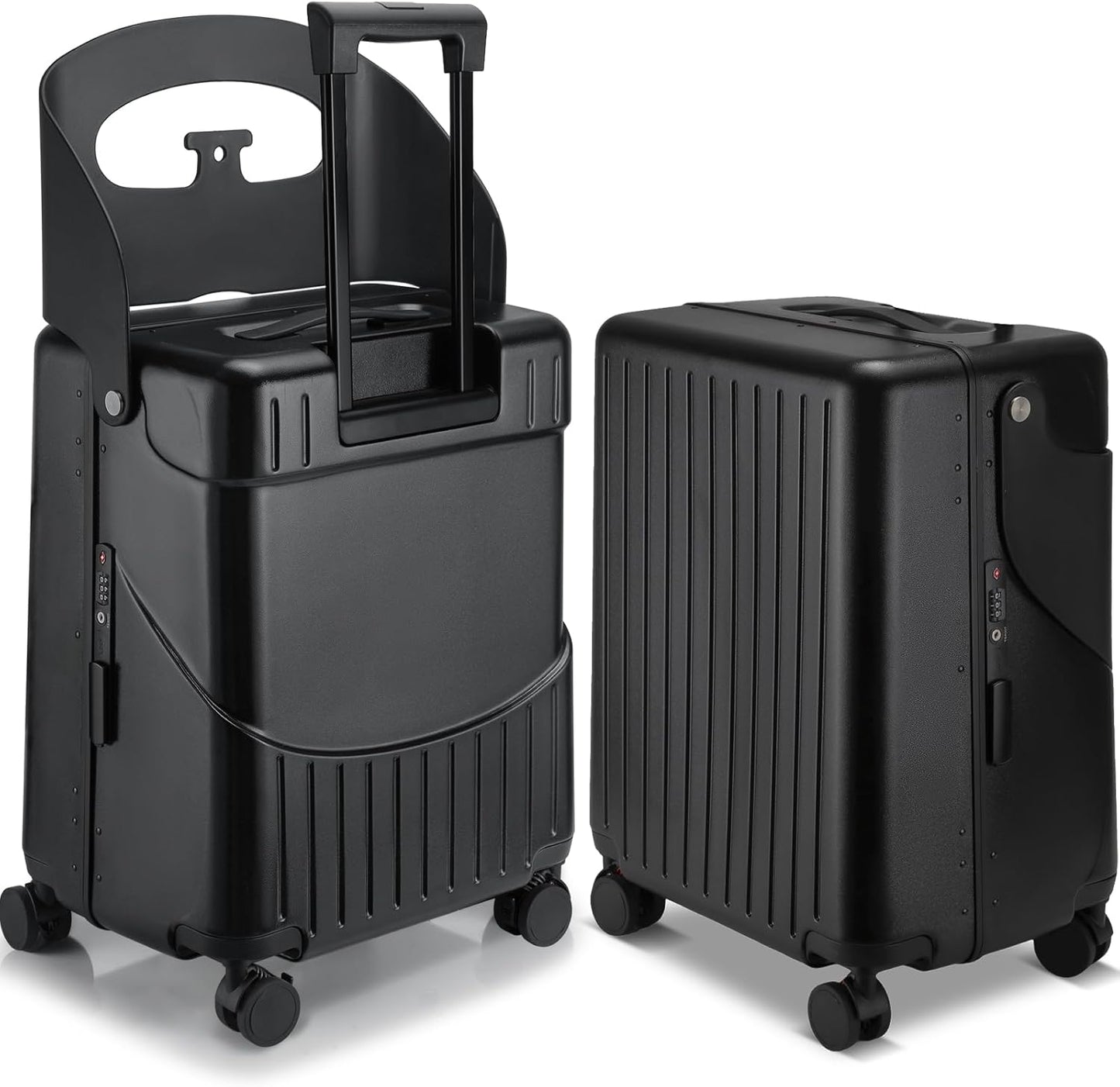 20 Inch Ride on Luggage with Seat for Kids Expandable Ride on Suitcase with Spinner Wheels and Locks for Travel