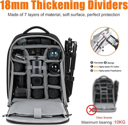 CADeN Camera Backpack, Extra Large DSLR Camera Bag - Image 6