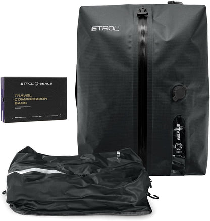 TPU Vacuum Bag for Travel, 70D Nylon Reusable Compression Bag with IP67 Waterproof Zipper, Compression Packing Cubes for Clothing, Space Saver Bags for Luggage and Backpack(Gray-1 PCS)