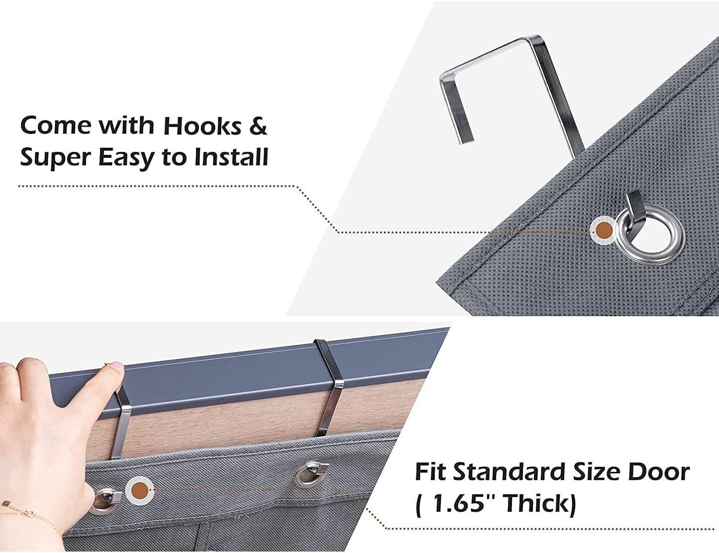 2 Packs Over The Door Hanging Closet Shoes Holder Organizer Shoe Storage Shoe Rack with 6 Pockets (Fabric Pockets)