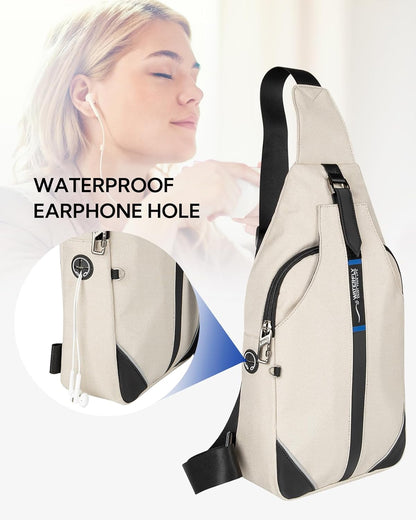 WATERFLY Small Crossbody Sling Backpack Anti Theft Backpack for Traveling Chest Shoulder Bag