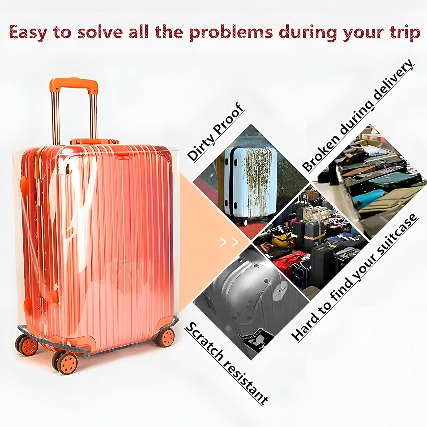 24 Inch Luggage Covers for Suitcase TSA Approved,Carry On Luggage Cover Protector Suitable 24-25 inch Full Clear 3mm Thickness Protector PVC Clear Suitable for Long Travel Accessories