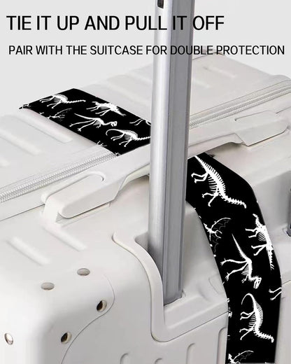 Luggage Straps for Suitcases, Adjustable Travel Belt, Durable Wide Luggage Strap, Cute Suitcase Strap Identifiers with Buckle, Bag Straps for Luggage, Black White Dinosaurs