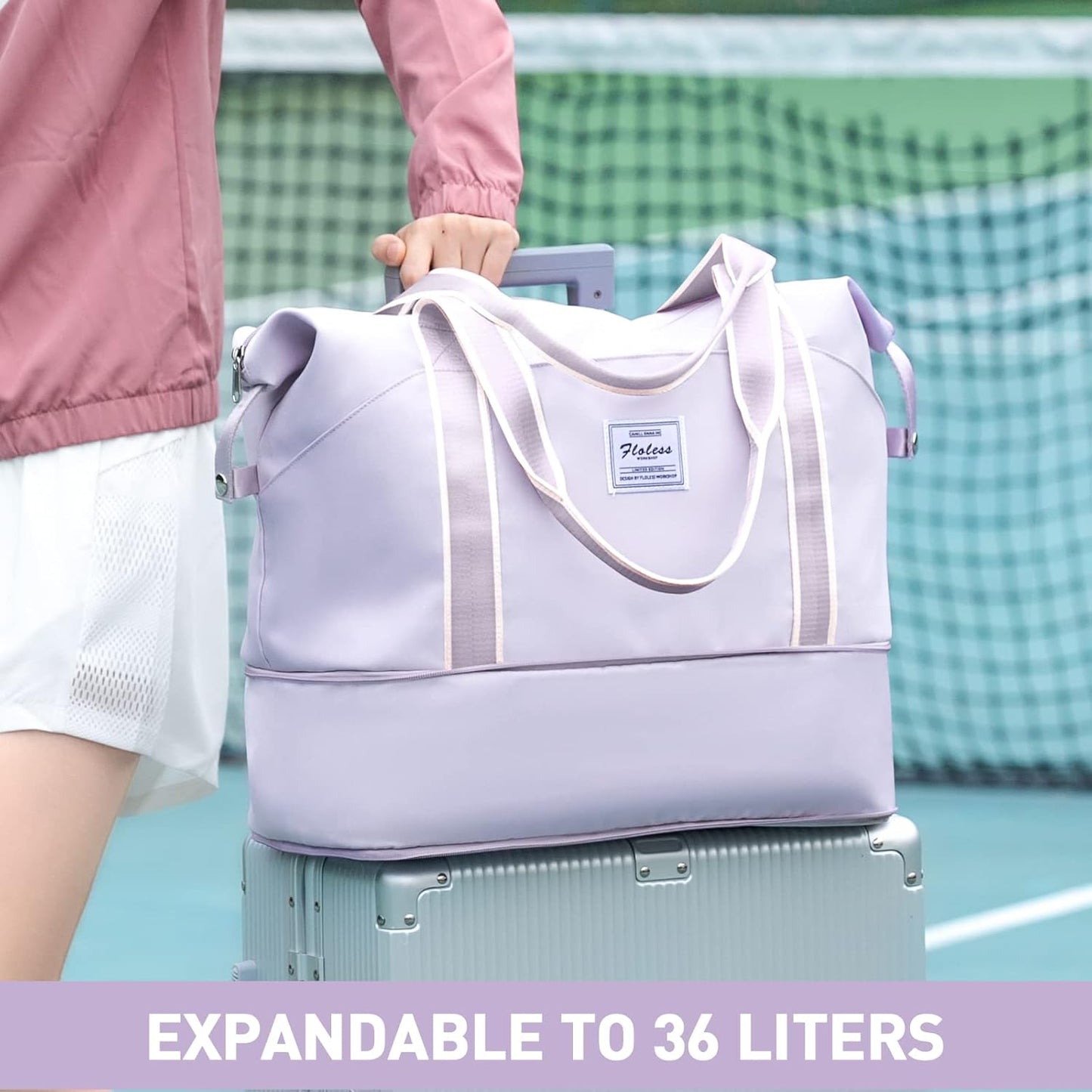 Travel Duffel Bag, Sports Tote Gym Bag, Shoulder Weekender Overnight Bag for Women