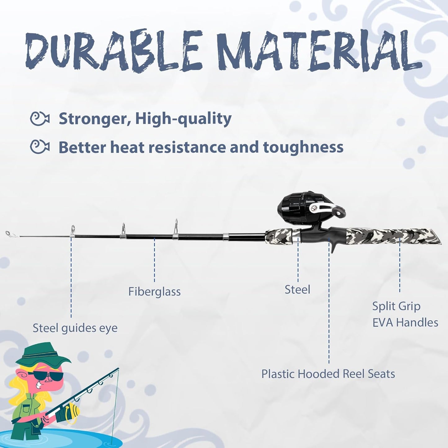 Kids Fishing Pole, Portable Telescopic Kids Fishing Poles for Boys and Girls, Fishing Rod and Reel Combo Kit with Tackle Box, and Fishing Net, Best Fishing Pole for Toddler Youth