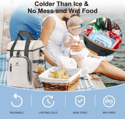 Odoland Cooler Backpack, 30 Cans Insulated Leak-Proof Cooler Bag with Ice Pack for Women and Men, Waterproof Beach Lunch Cooler