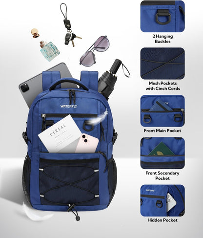 WATERFLY Travel Hiking Casual Backpack: 22L Lightweight Everyday Outdoor City Daypack College Bookbag for Woman Man