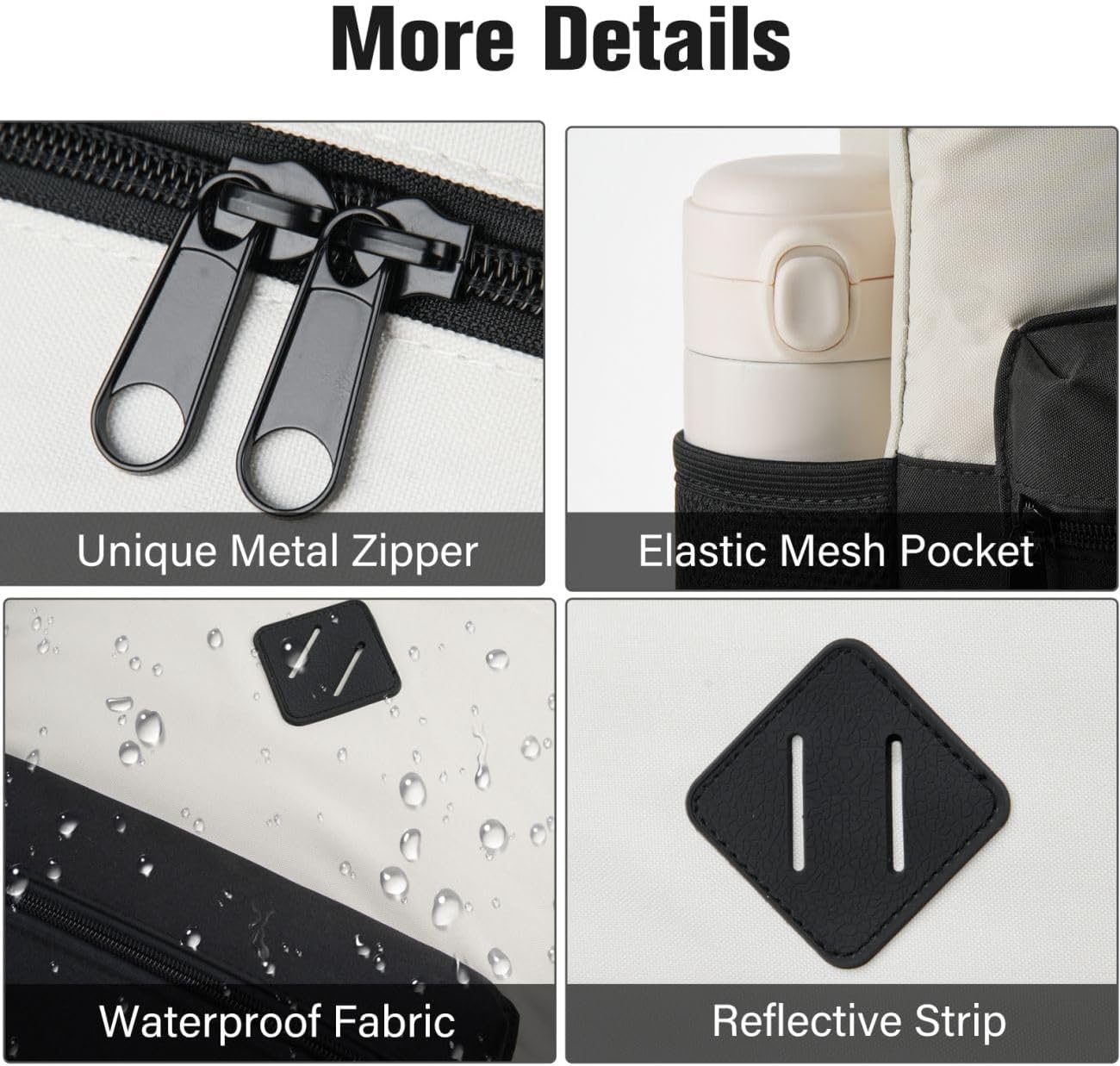 School Backpack,Bookbag Teen Boys and Girls Black Beige