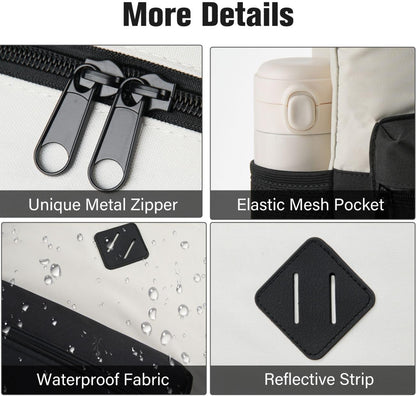 School Backpack,Bookbag Teen Boys and Girls Black Beige