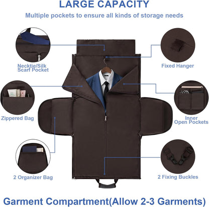 Garment Duffle Bag for Travel - Convertible Carry on Garments Duffel Bags Travel Bag for Women Men Large Weekender Bag with Shoes Compartment 3 in 1 Hanging Clothes Suit Dress Bag 3pcs Set