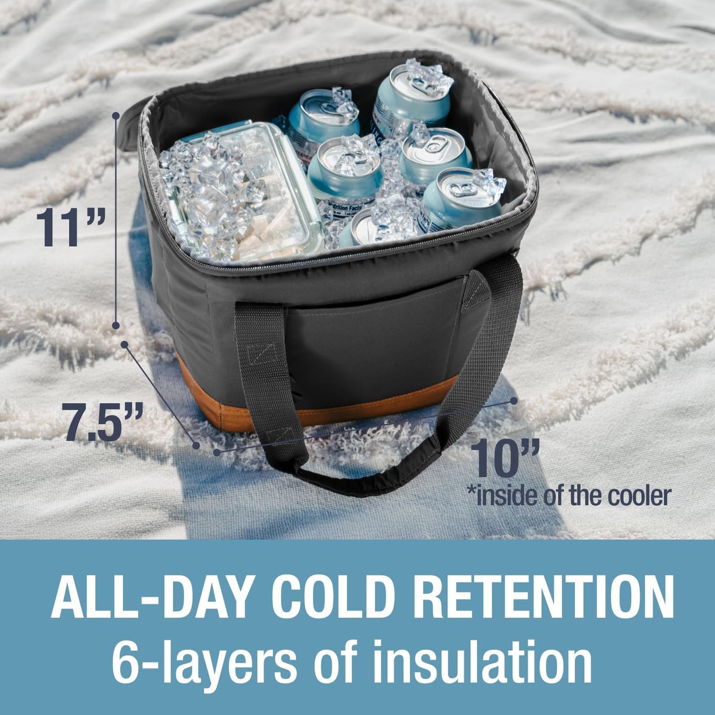 CleverMade Collapsible Insulated Cooler Bag – Leakproof Soft Folding Cooler for Beach, Travel, Car