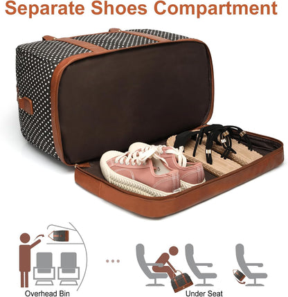 Weekender Bag for Women Canvas Overnight Bag Large Travel Tote Bag Carry on Shoulder Duffle Bag With Shoe Compartment,Perfect for Travel/Daily Use/Birthday Gift …