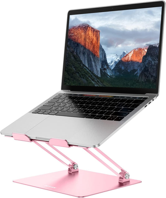 BESIGN LS10 Aluminum Laptop Stand, Ergonomic Adjustable Notebook Stand, Computer Holder Compatible with Air, Pro, Dell, HP, Lenovo More 10-14" Laptops, Pink