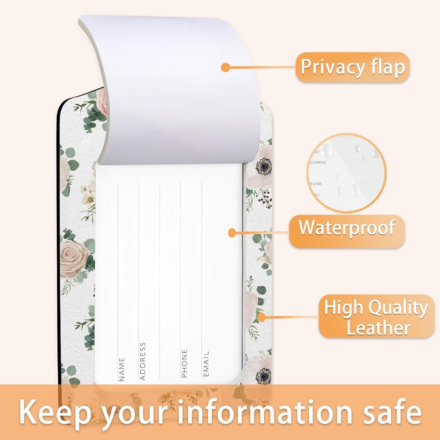 2 Pcs Luggage Tags for Suitcase,Watercolor Flowers Floral Blossom Luggage Tag Name Id Labels with Privacy Cover for Travel Backpack Women Men